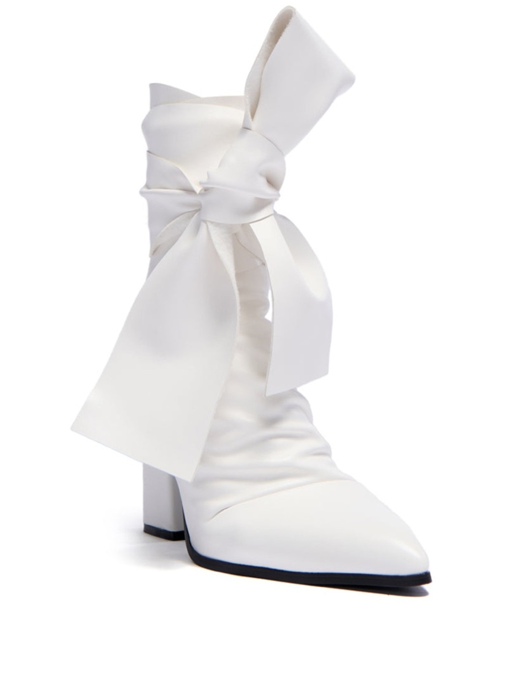 Cream Pointed-Toe Wrap Around Leg Shoes Open Back Shoes - Picture 2 of 4
